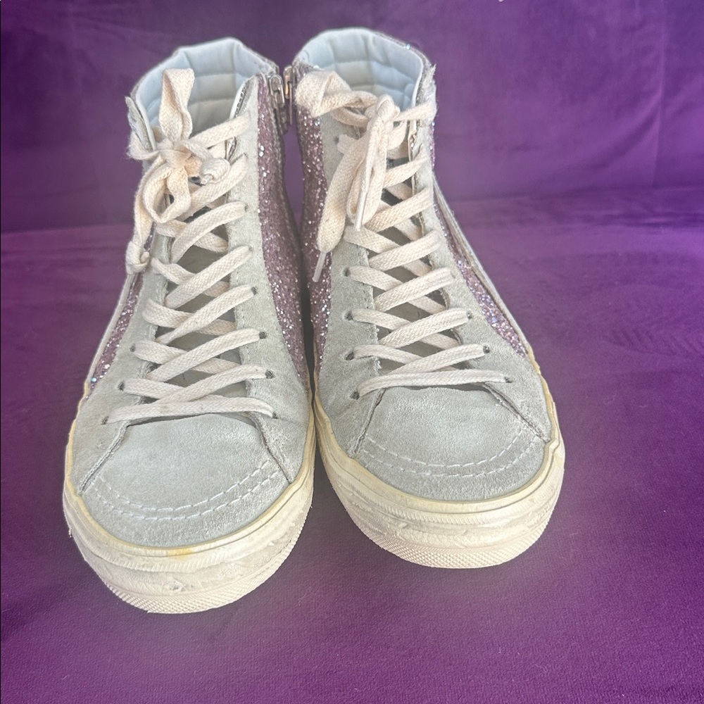 Golden Goose Pink Glitter High-Top Sneakers - Picture 2 of 5